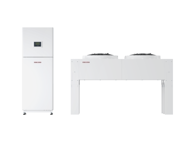 Stiebel WPL-S 48 HK 400 Premium Pompa ciepła P/W typu split do zastosowań komercyjnych (c.o., c.w.u., chł.), Niska emisja dźwięku - jednostka zewn. bez kompresora. Maks. temp. zasil. +65°C.