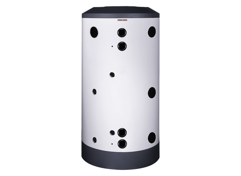 Stiebel STH 720 Plus Zasobnik buforowy o pojemności 720L, stojący, bez wężownicy. Przystosowany do chłodzenia. Przyłącza hydrauliczne GZ 2", 2x króciec grzałki GZ 1 1/2", króćce dodatkowego źródła ciepła GZ 1 1/2". Klasa efektywności energetycznej B.