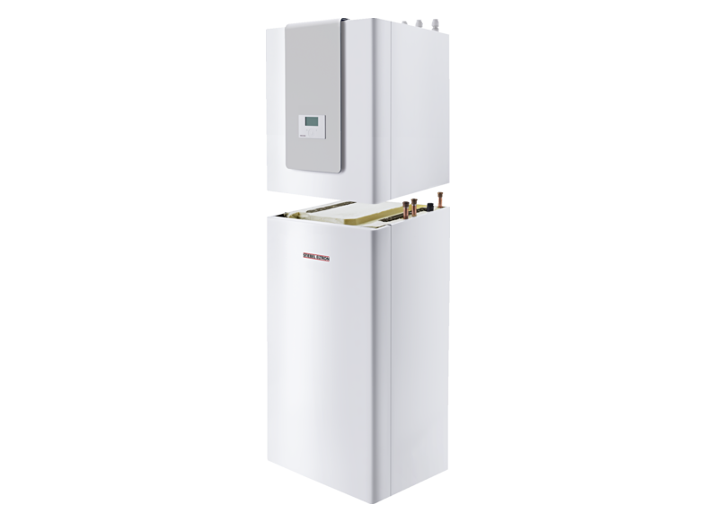 Stiebel HPG-I 12 DCS Premium Inwerterowa pompa ciepła solonka – woda z f. chłodzenia, regulatorem WPM, 162 litrowym zasobnikiem c.w.u., pompami obiegowymi dolnego i górnego źródła. Modulacja mocy 2.14-12.66kW. Maks. temp. zasilania +75°C. Klasa efektywno